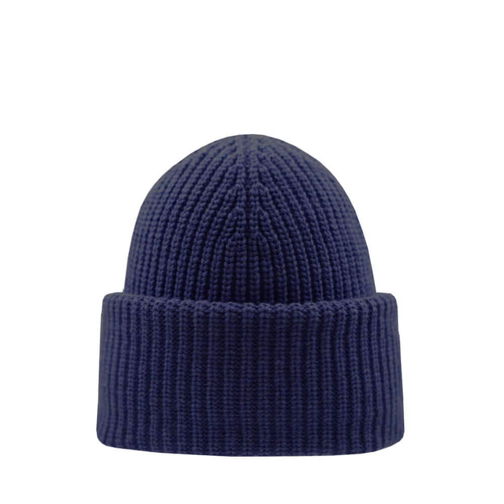 Beanie SuperYellow Aida Chunky Merino Wool Beanie For Extreme Cold Dark Blue