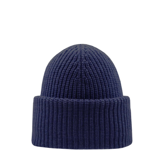 Beanie SuperYellow Aida Chunky Merino Wool Beanie For Extreme Cold Dark Blue