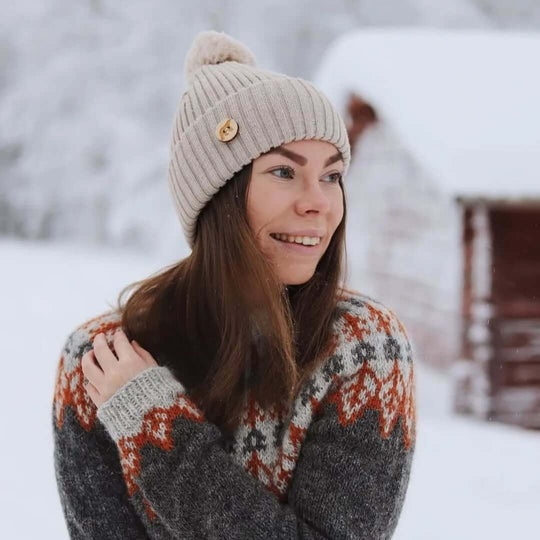 Beanie SuperYellow Arctos Merino Wool Pompom Beanie