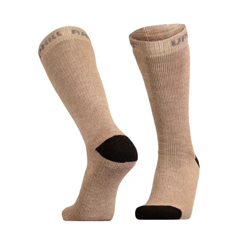Work Socks UphillSport Arctic Extra Thick Merino Wool Work Socks for Freezing Conditions Front Khaki