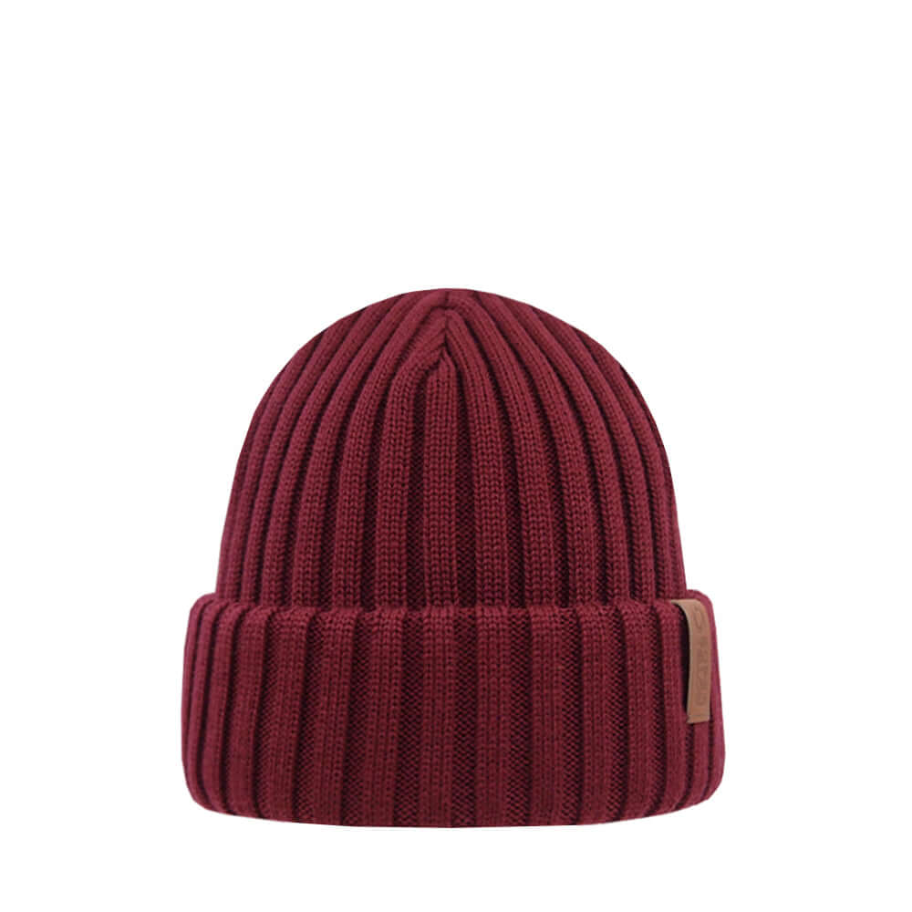 Beanie SuperYellow Beam Extra Thick Merino Wool Beanie Dark Red