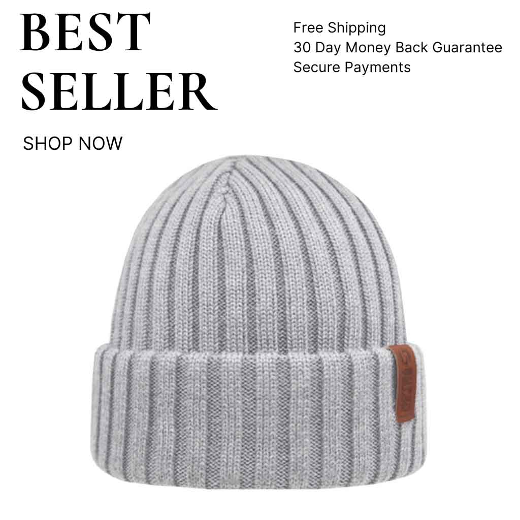 Beanie SuperYellow Beam Extra Thick Merino Wool Beanie Icy Grey