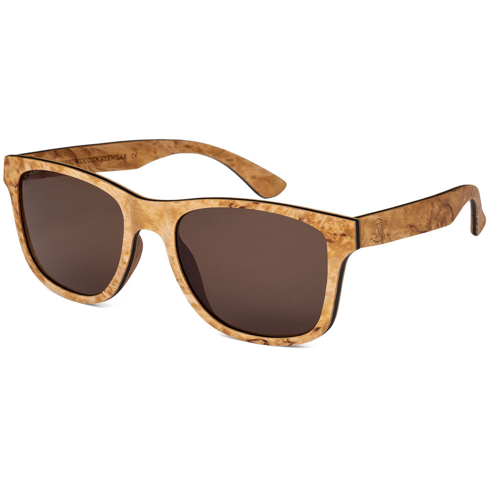 Blues Curly Birch Wooden Sunglasses | Durable Craftsmanship