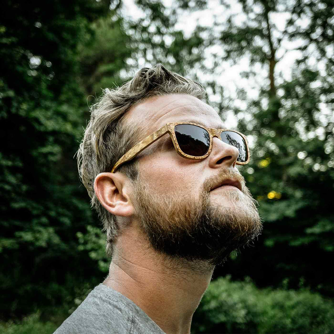 Blues Curly Birch Wooden Sunglasses | Durable Craftsmanship