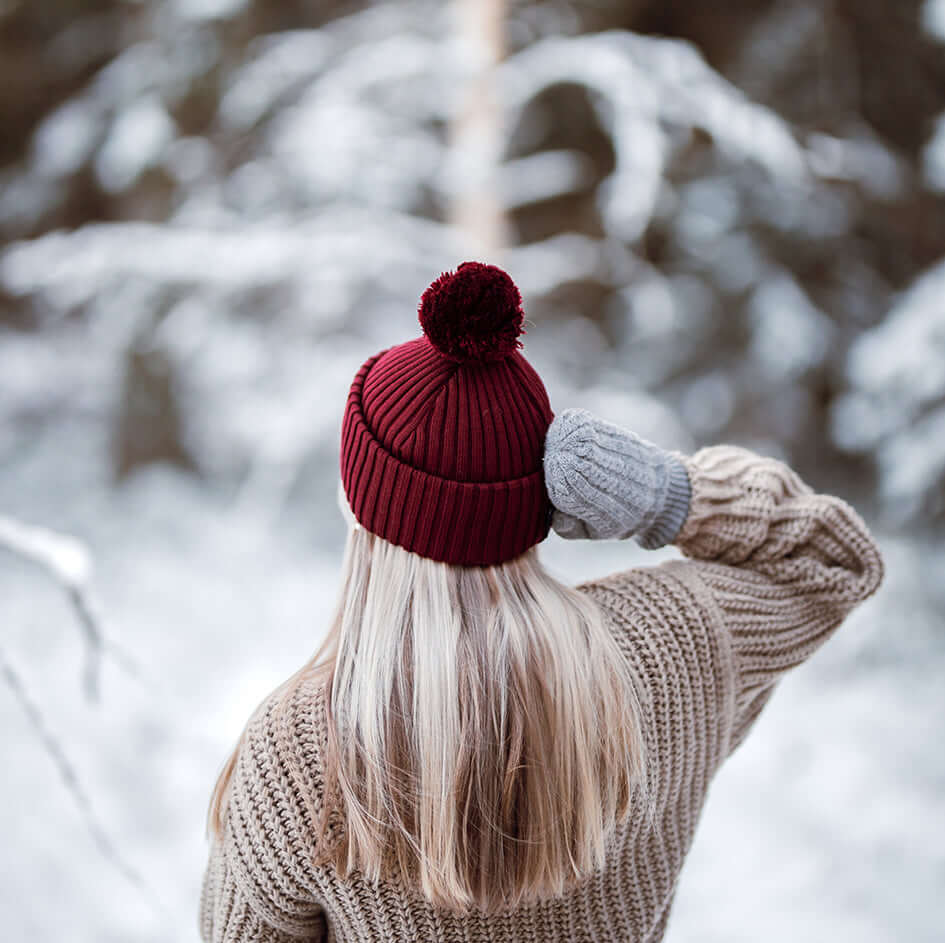 Pompom Beanie SuperYellow Caribou Merino Wool Pompom Beanie