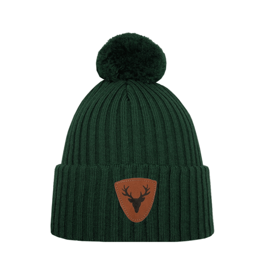Pompom Beanie SuperYellow Caribou Merino Wool Pompom Beanie Dark Green
