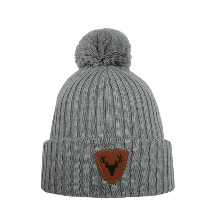 Pompom Beanie SuperYellow Caribou Merino Wool Pompom Beanie Light Grey