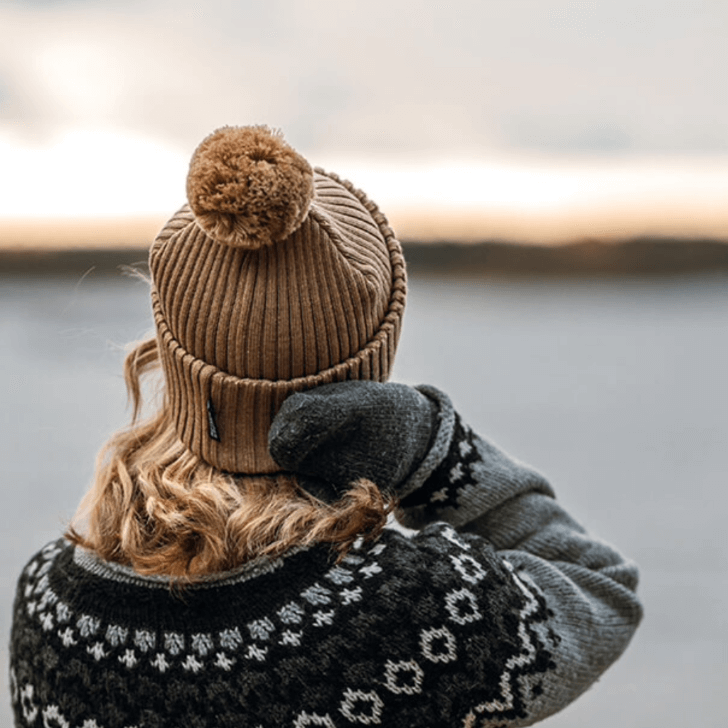 Pompom Beanie SuperYellow Caribou Merino Wool Pompom Beanie Toffee