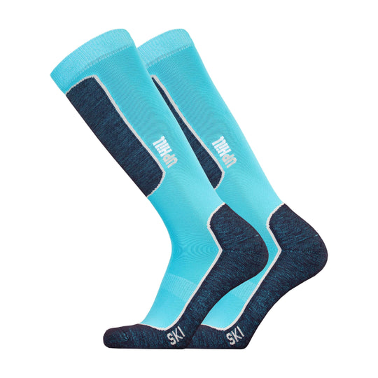 Ski Socks UphillSport Halla Technical Merino Wool Ski Socks for Snow Side Turquoise