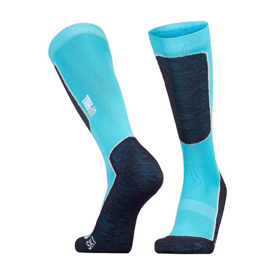 Ski Socks UphillSport Halla Technical Merino Wool Ski Socks for Snow Front Turquoise