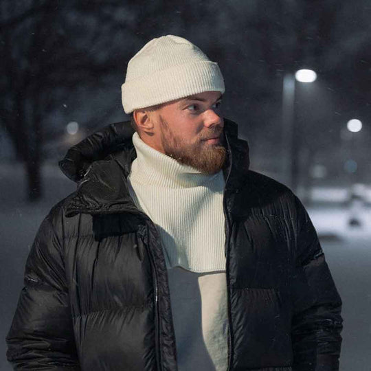 Merino wool fisherman beanie off white