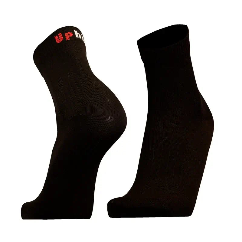 Running Socks UphillSport Front Merino Wool Running Socks for Blister Prevention Front Black