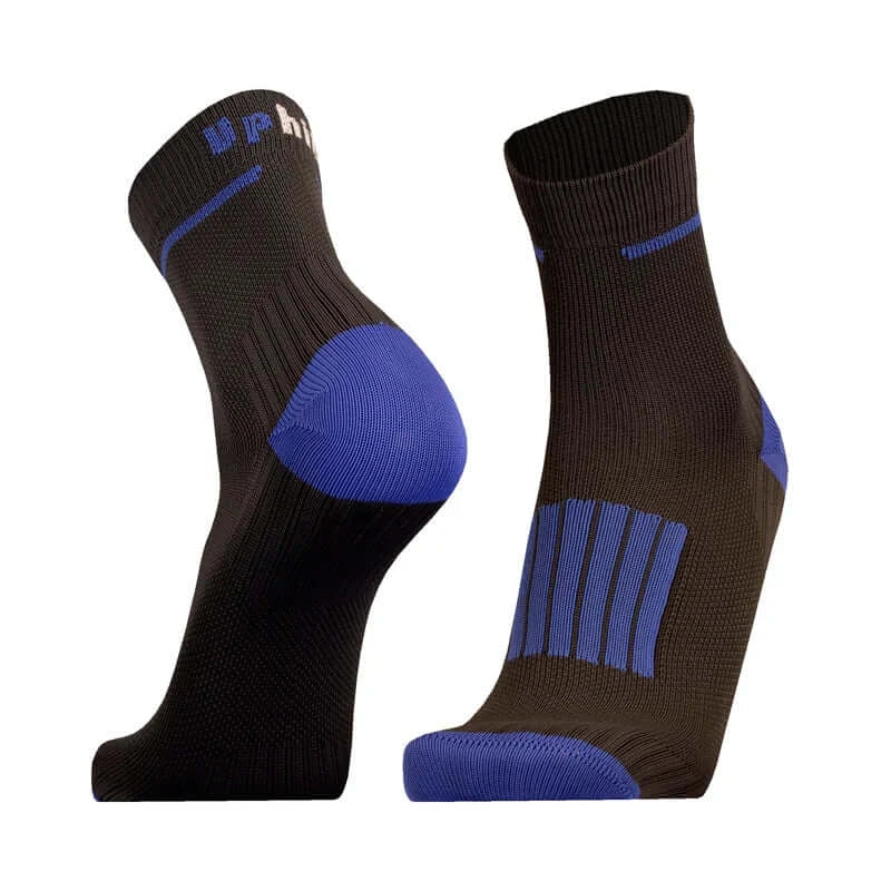 Running Socks UphillSport Front Merino Wool Running Socks for Blister Prevention Front Grey Blue