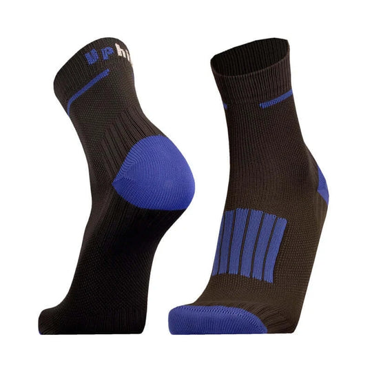 Running Socks UphillSport Front Merino Wool Running Socks for Blister Prevention Front Grey Blue