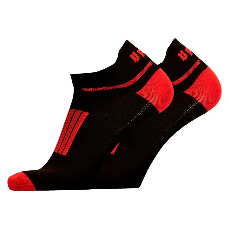 Running Socks UphillSport Front Low Merino Wool With Blister Prevention Running Socks Side Black Red