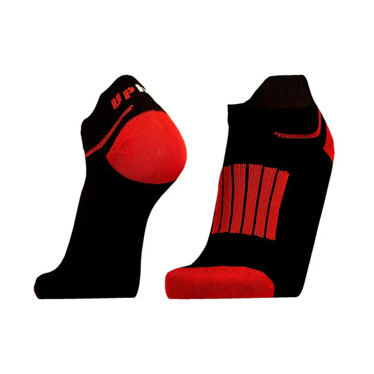 Running Socks UphillSport Front Low Merino Wool With Blister Prevention Running Socks Front Black Red