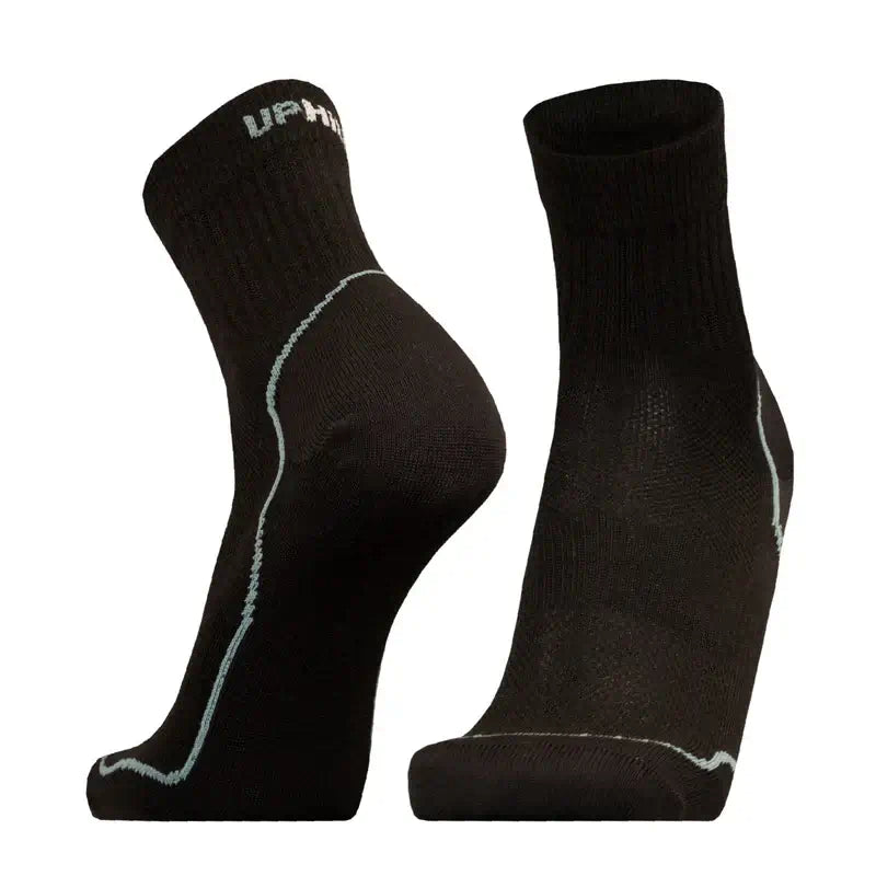 Running Socks UphillSport Frost Trail Merino Wool Running Socks for Cold Weather Front Black Light Grey