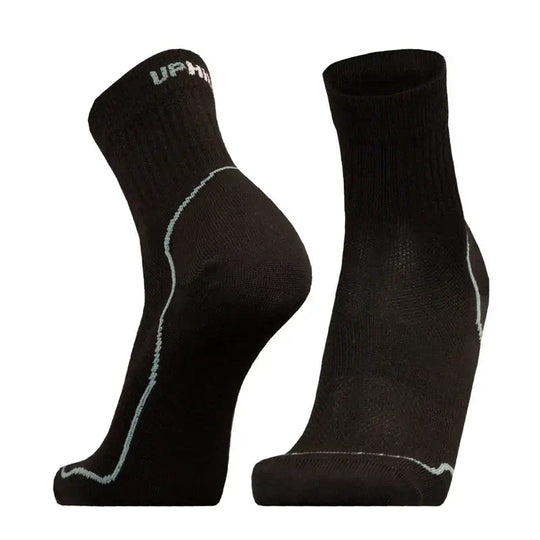 Running Socks UphillSport Frost Trail Merino Wool Running Socks for Cold Weather Front Black Light Grey