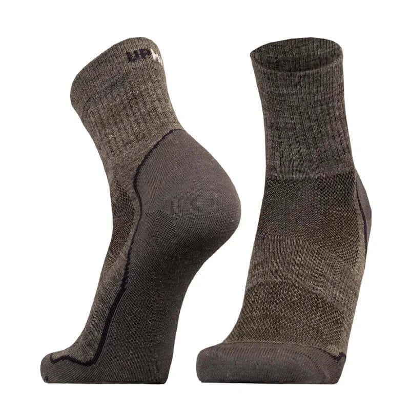 Running Socks UphillSport Frost Trail Merino Wool Running Socks for Cold Weather Front Grey Black