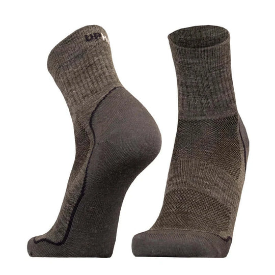 Running Socks UphillSport Frost Trail Merino Wool Running Socks for Cold Weather Front Grey Black