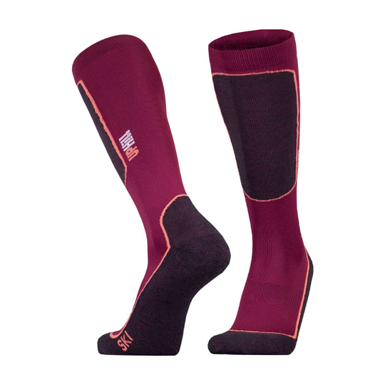 Ski Socks UphillSport Halla Technical Merino Wool Ski Socks for Snow Front purple