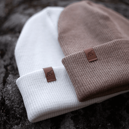 Lightweight Beanie SuperYellow Inari Lightweight Merino Wool Beanie Toffee and Off white