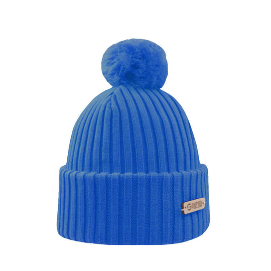 Pompom Beanie SuperYellow Kide Merino Wool Pompom Beanie Azure Blue