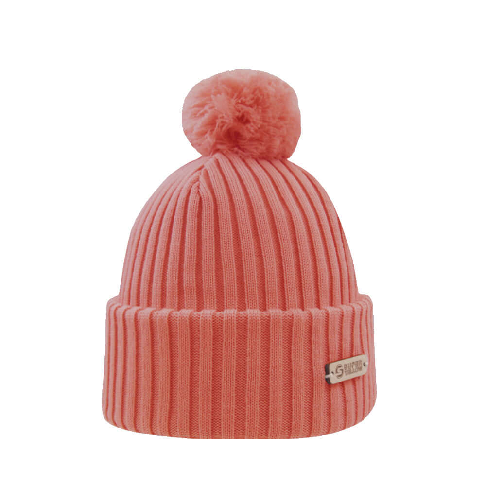Pompom Beanie SuperYellow Kide Merino Wool Pompom Beanie Coral