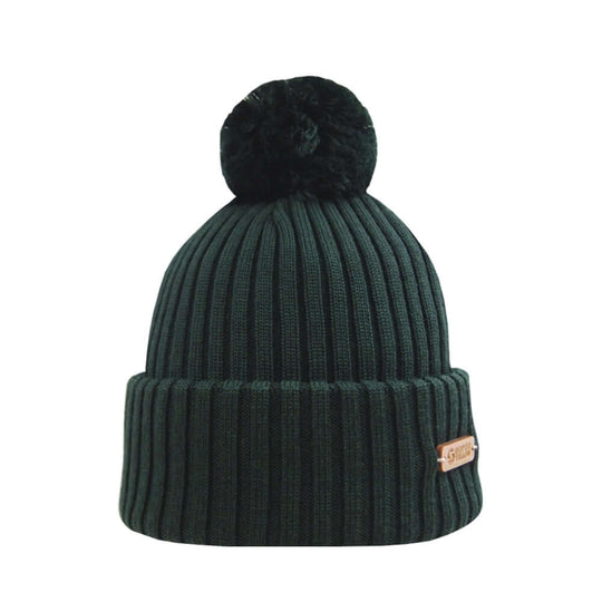 Pompom Beanie SuperYellow Kide Merino Wool Pompom Beanie Dark Green