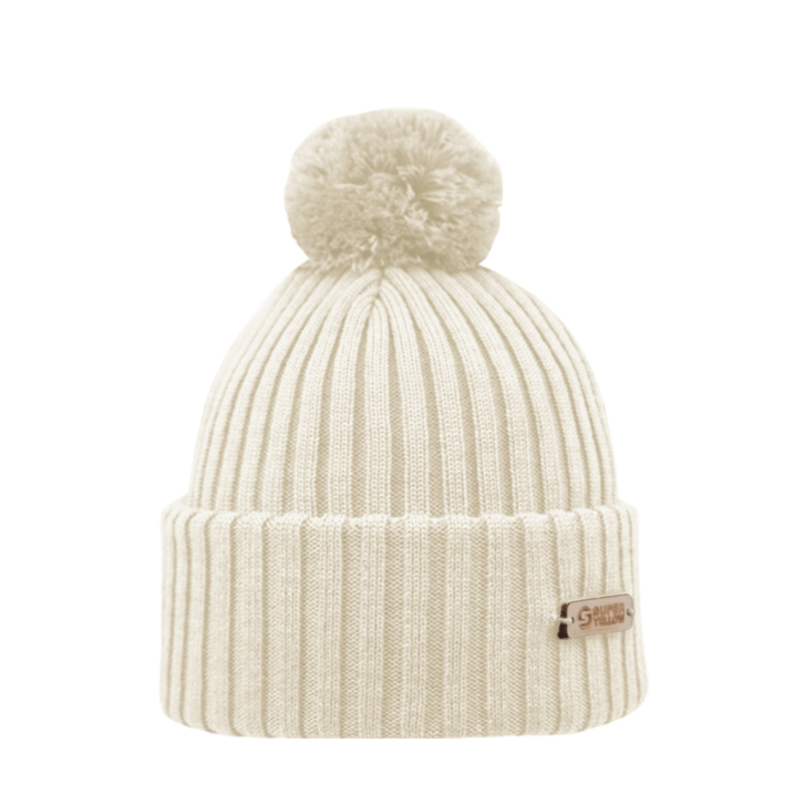 Pompom Beanie SuperYellow Kide Merino Wool Pompom Beanie Off White