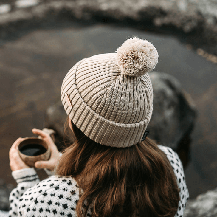 Pompom Beanie SuperYellow Kide Merino Wool Pompom Beanie Vanilla