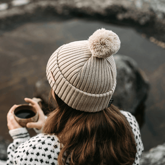 Pompom Beanie SuperYellow Kide Merino Wool Pompom Beanie Vanilla