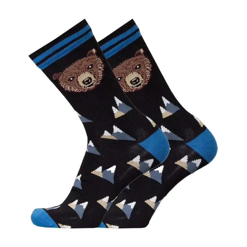 Casual Socks UphillSport Merino Wool Patterns Casual Socks Side Black Bear