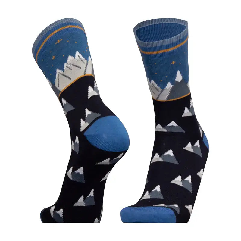 Casual Socks UphillSport Merino Wool Patterns Casual Socks Front Blue Mountains