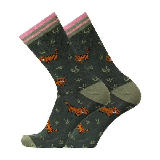 Casual Socks UphillSport Merino Wool Patterns Casual Socks Side Grey Tigers
