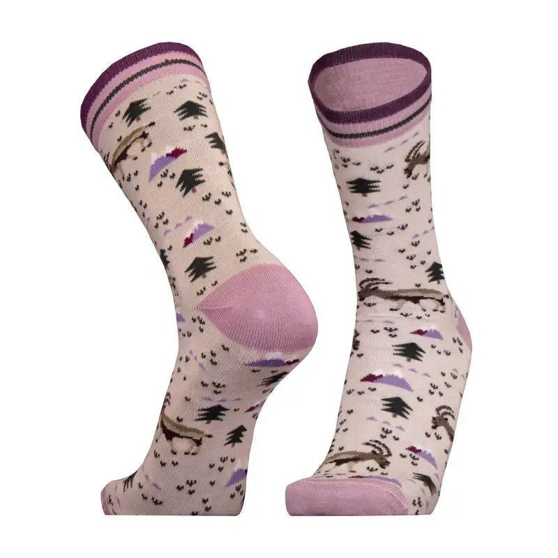 Casual Socks UphillSport Merino Wool Patterns Casual Socks Front Lilac Goat