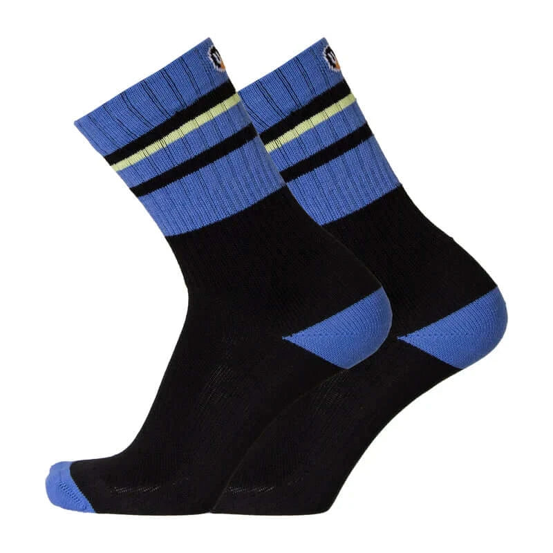 Running Socks UphillSport Merinostep Merino Wool Running Socks Side Black Blue Stripes