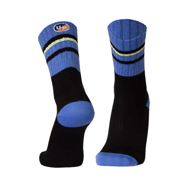 Running Socks UphillSport Merinostep Merino Wool Running Socks Front Black Blue Stripes