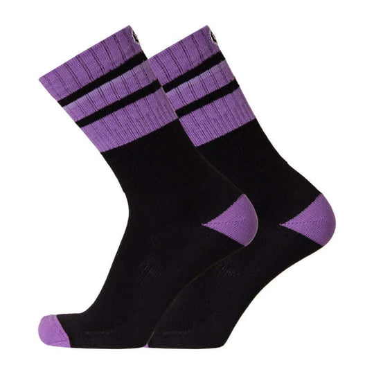 Running Socks UphillSport Merinostep Merino Wool Running Socks Side Black Purple Stripes