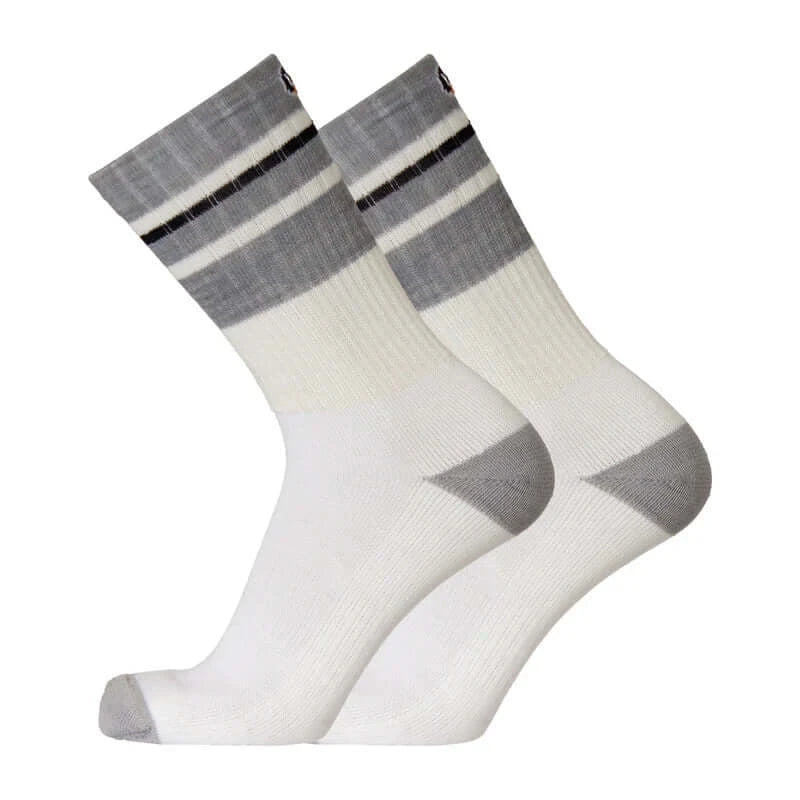 Running Socks UphillSport Merinostep Merino Wool Running Socks Side White Grey Stripes