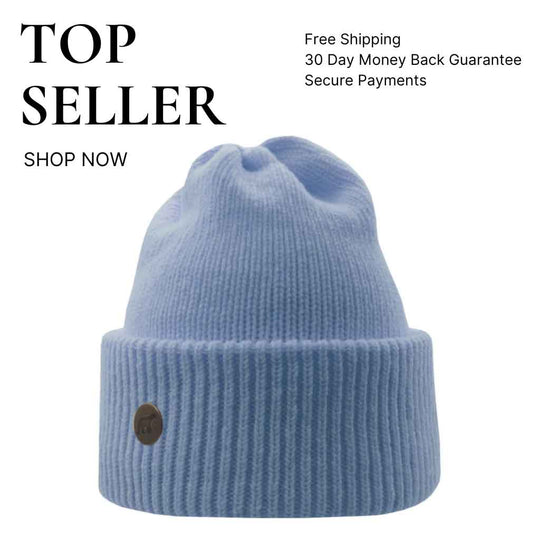 Beanie SuperYellow Norden Chunky Merino Wool Beanie Light Blue