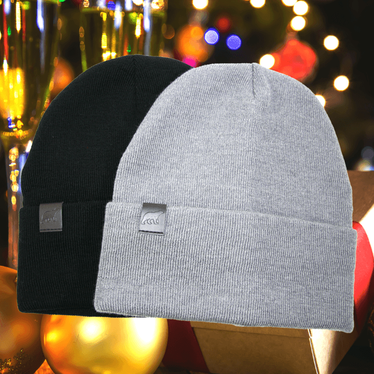 Beanie SuperYellow Otso Lightweight Merino Wool Beanie For All Year Use Light Grey and Black