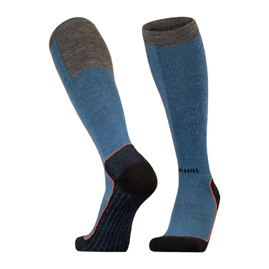 Ski Socks UphillSport Ouna 4-layer Merino Wool Compression Ski Socks Side Green Grey