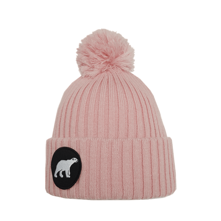 Child's Pompom Beanie SuperYellow Polar Junior Merino Wool Kids Pompom Beanie Light Pink
