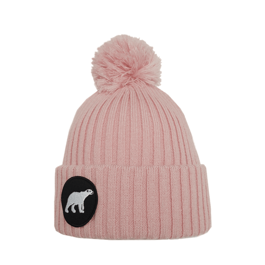 Child's Pompom Beanie SuperYellow Polar Junior Merino Wool Kids Pompom Beanie Light Pink