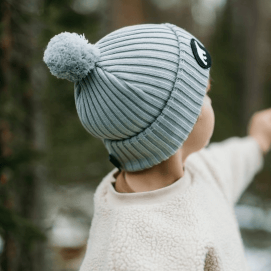 Child's Pompom Beanie SuperYellow Polar Junior Merino Wool Kids Pompom Beanie Pastel Mint
