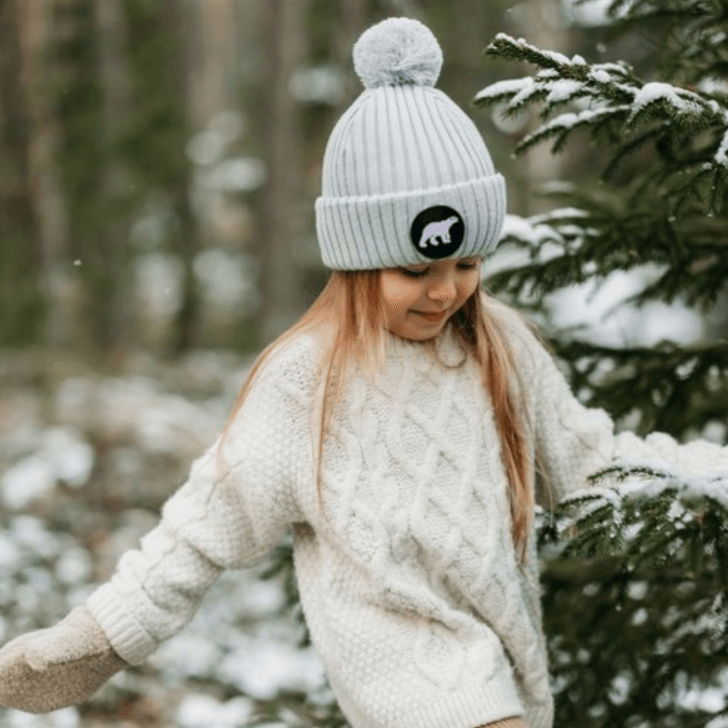 Child's Pompom Beanie SuperYellow Polar Junior Merino Wool Kids Pompom Beanie Pastel Mint