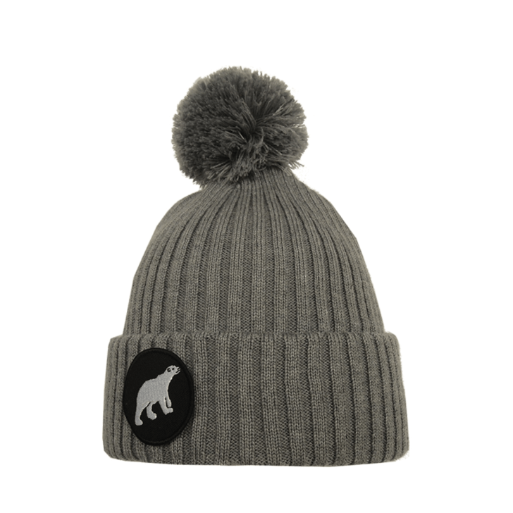 Pompom Beanie SuperYellow Polar Merino Wool Pompom Beanie Light Grey