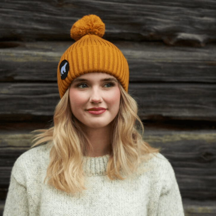 Pompom Beanie SuperYellow Polar Merino Wool Pompom Beanie Mustard