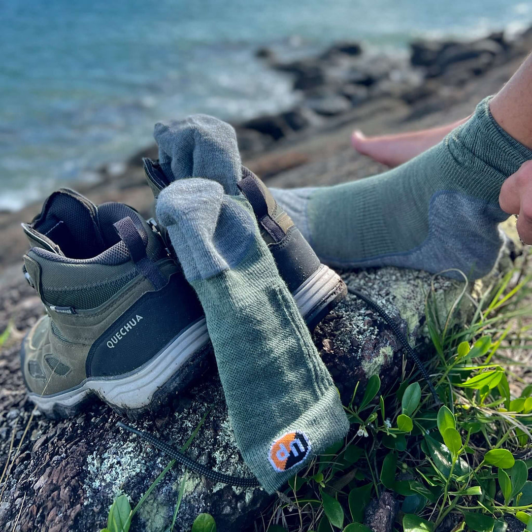 Hiking Socks UphillSport Repo 4-layer Merino Wool With Drytech Hiking Green Grey